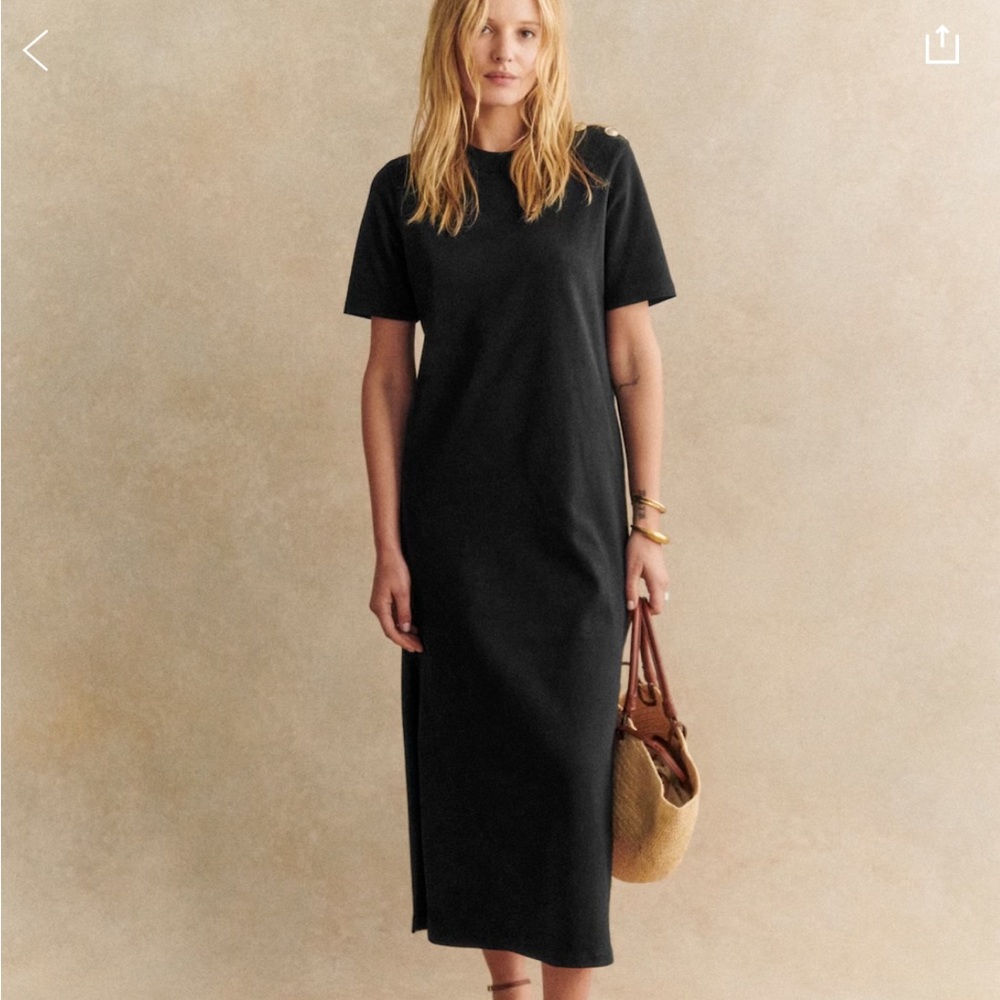 Sezane Classic Black Midi Dress